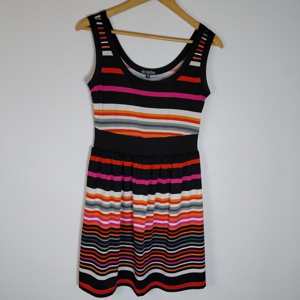Bebop Medium M Juniors Shirt Dress Striped Multicolor Sleeveless Tank Top